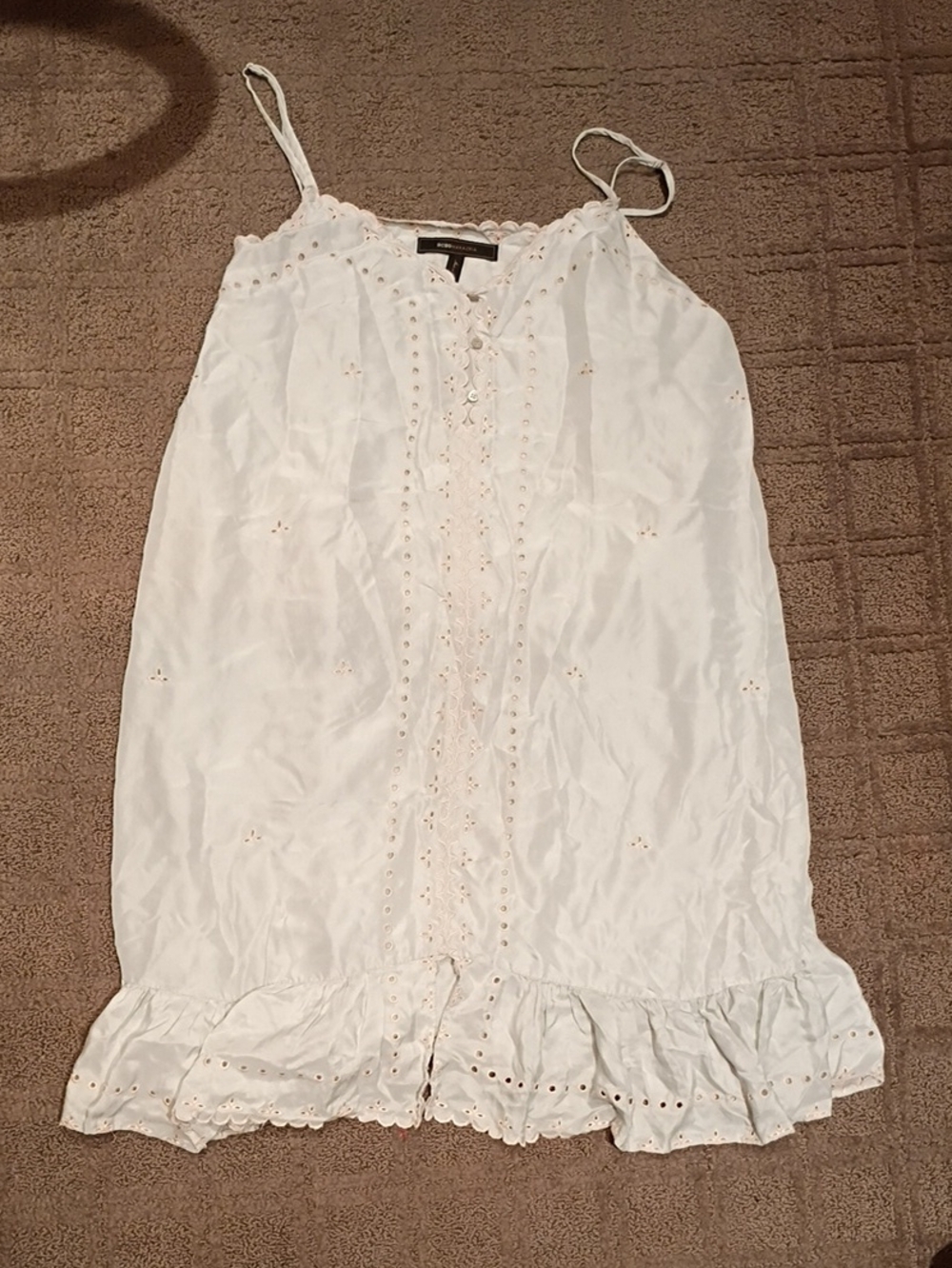 BCBGMaxAzria Cream Eyelet Lace Camisole with Scalloped Trim